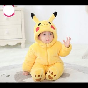 Baby Infant Animal Pikachu Outfit Hooded Winter Bodysuit Halloween Costume 6-12m